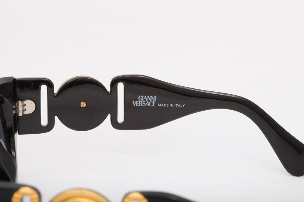 Black Vintage Gianni Versace Sunglasses Mod 413/A For Sale