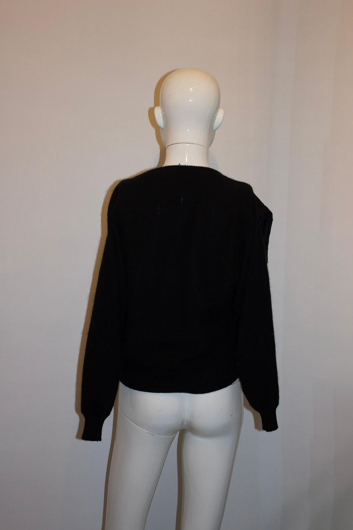 Black Vintage Gianni Versace Wool and Satin Jumper For Sale