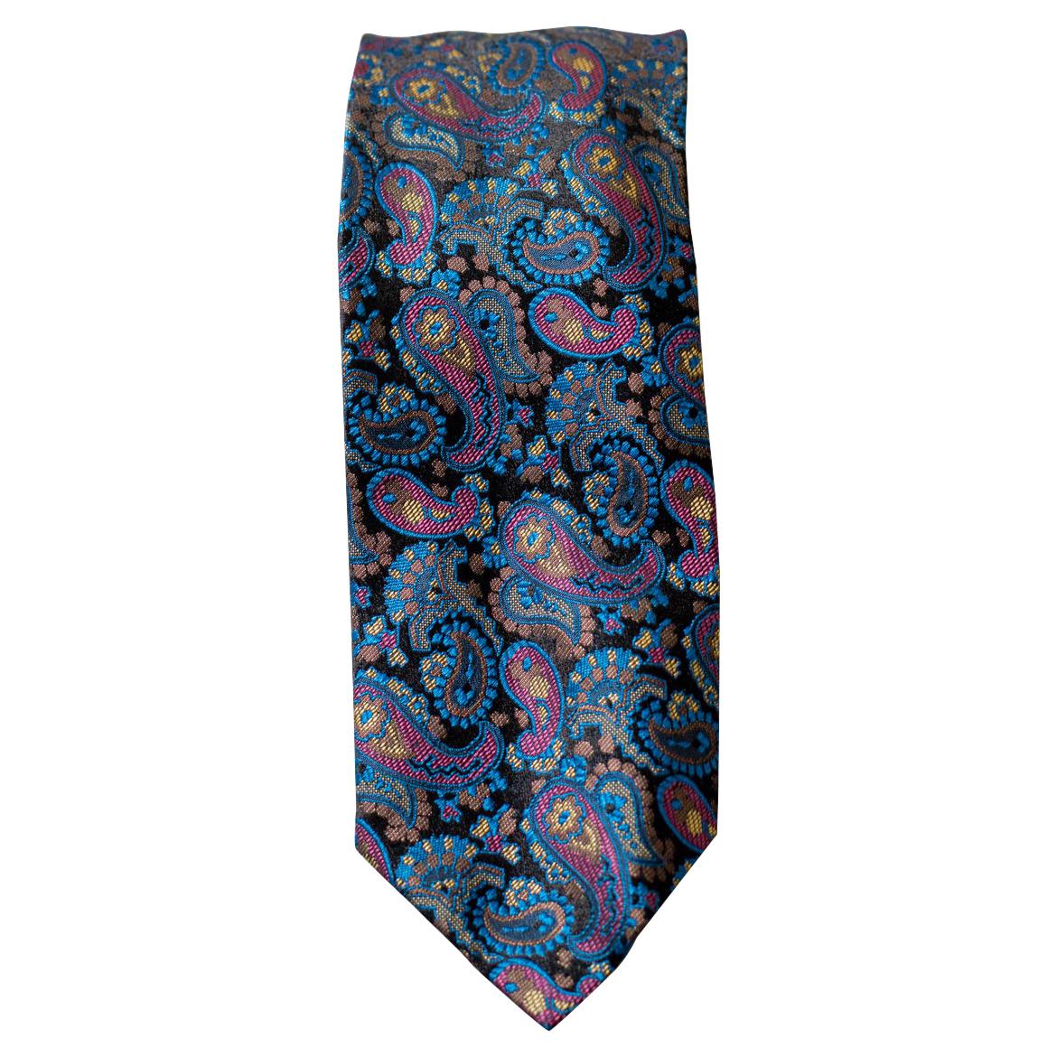 Cravate vintage Gianni Versare 100 % soie avec motifs cachemire en vente
