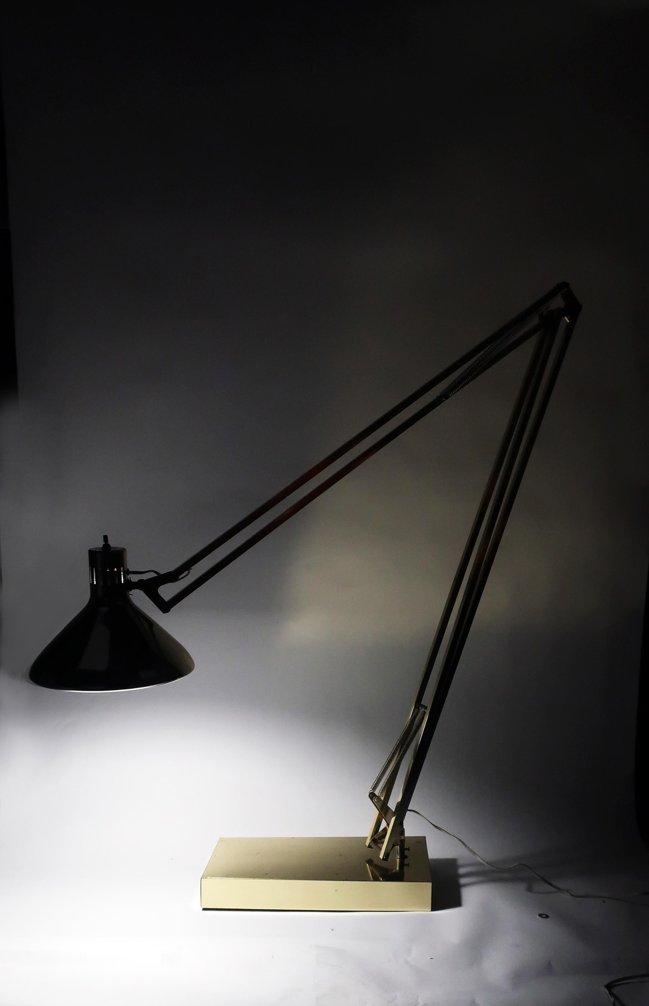 20th Century Vintage Giant Brass Floor Drafting Lamp