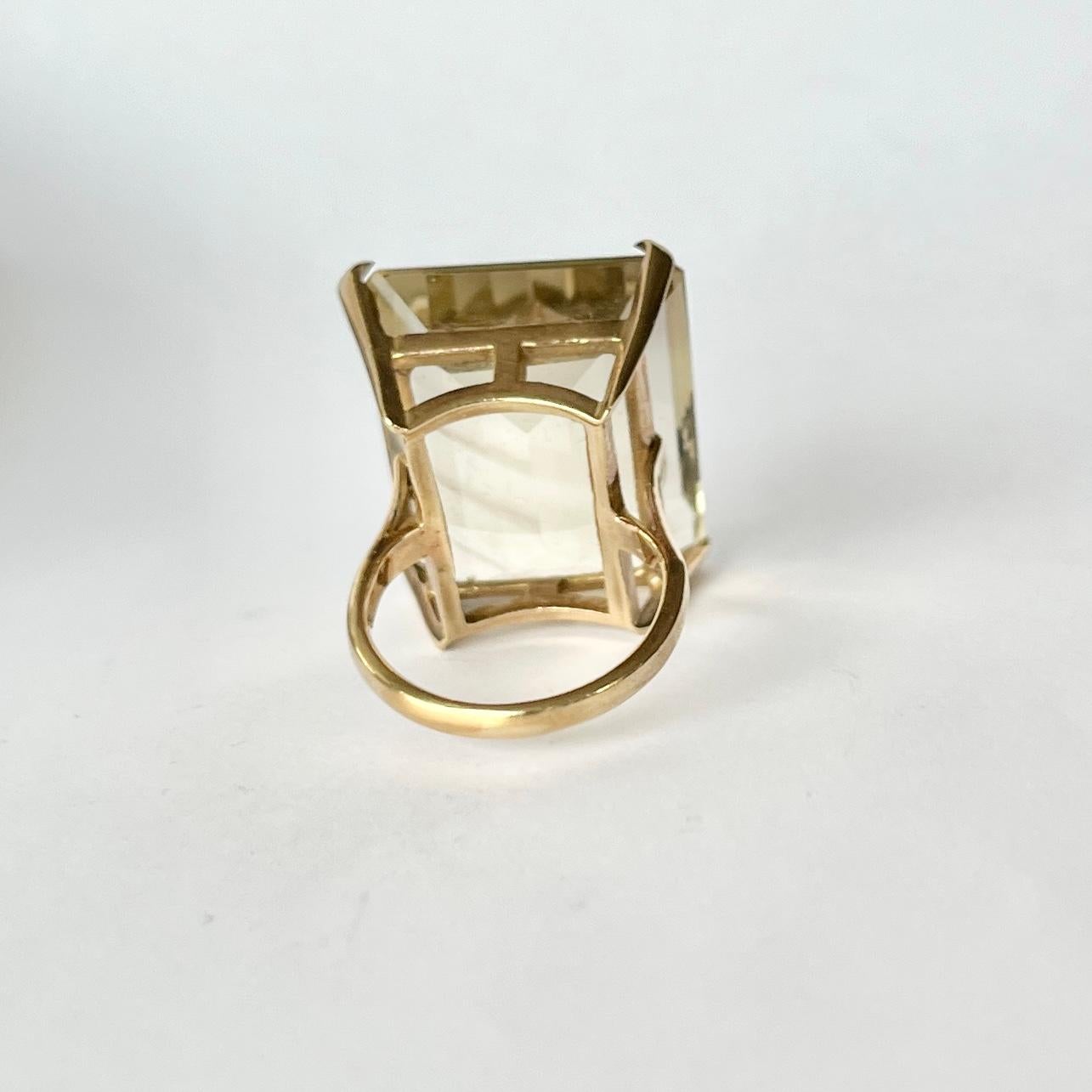 Vintage Giant Citrine and 9 Carat Gold Cocktail Ring In Good Condition In Chipping Campden, GB