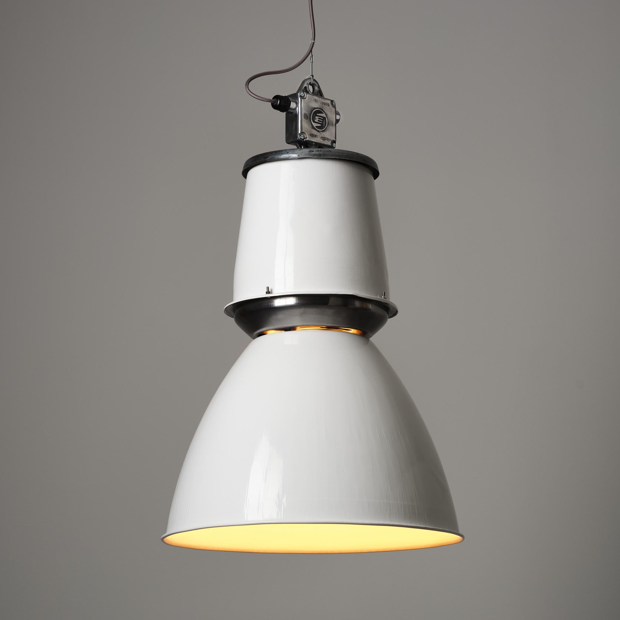 Vintage Giant Czech Pendant Light - Reconditioned Black/ Grey/ White In Good Condition For Sale In Str‌oud, GB