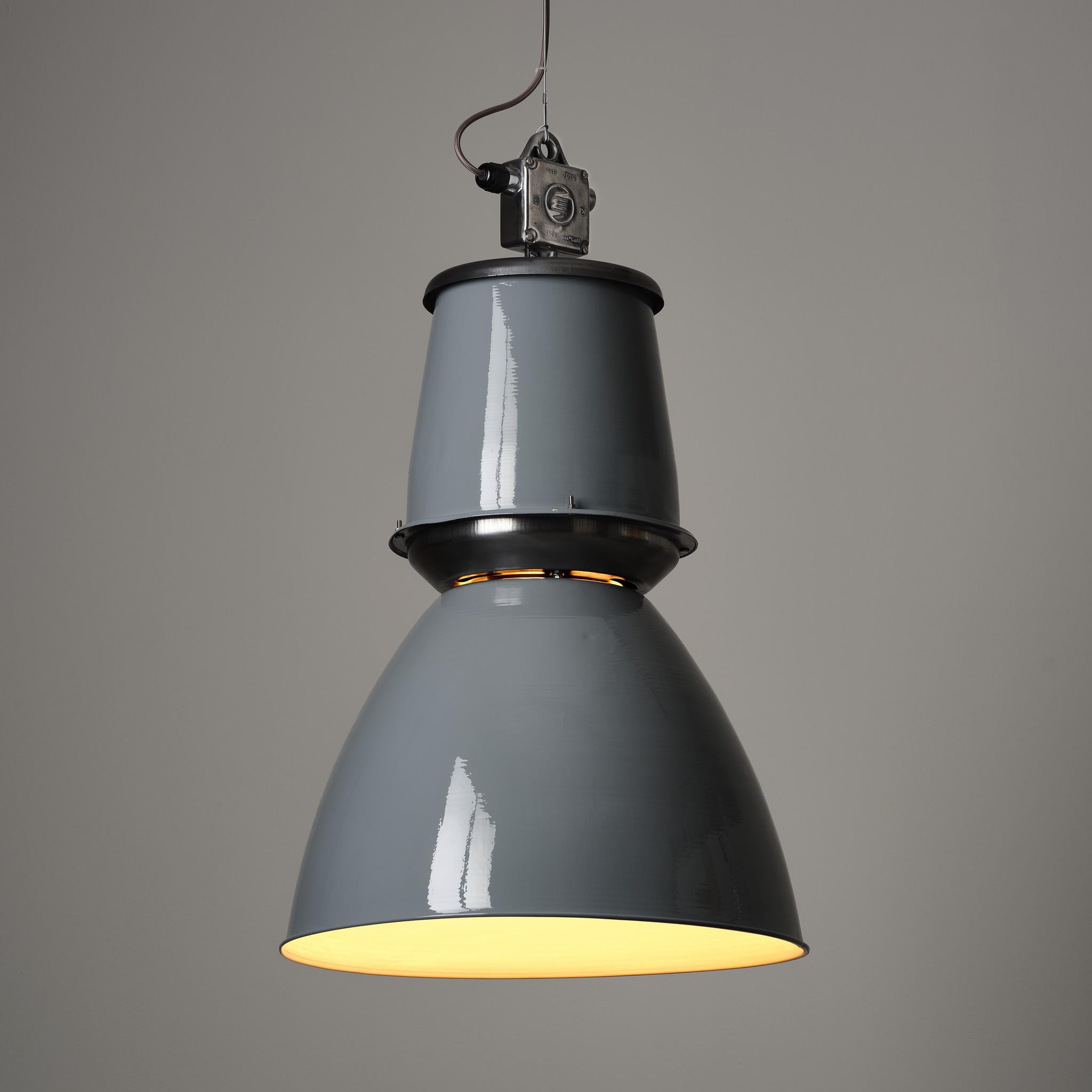 Steel Vintage Giant Czech Pendant Light - Reconditioned Black/ Grey/ White For Sale