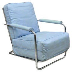 Vintage Gilbert Rohde for Troy Sunshade Art Deco Easy Chair Blue Lounge Chair