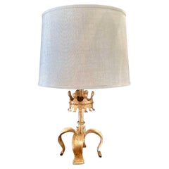 Vintage Gilded 4-Legged Lamp w/ Crown Motif