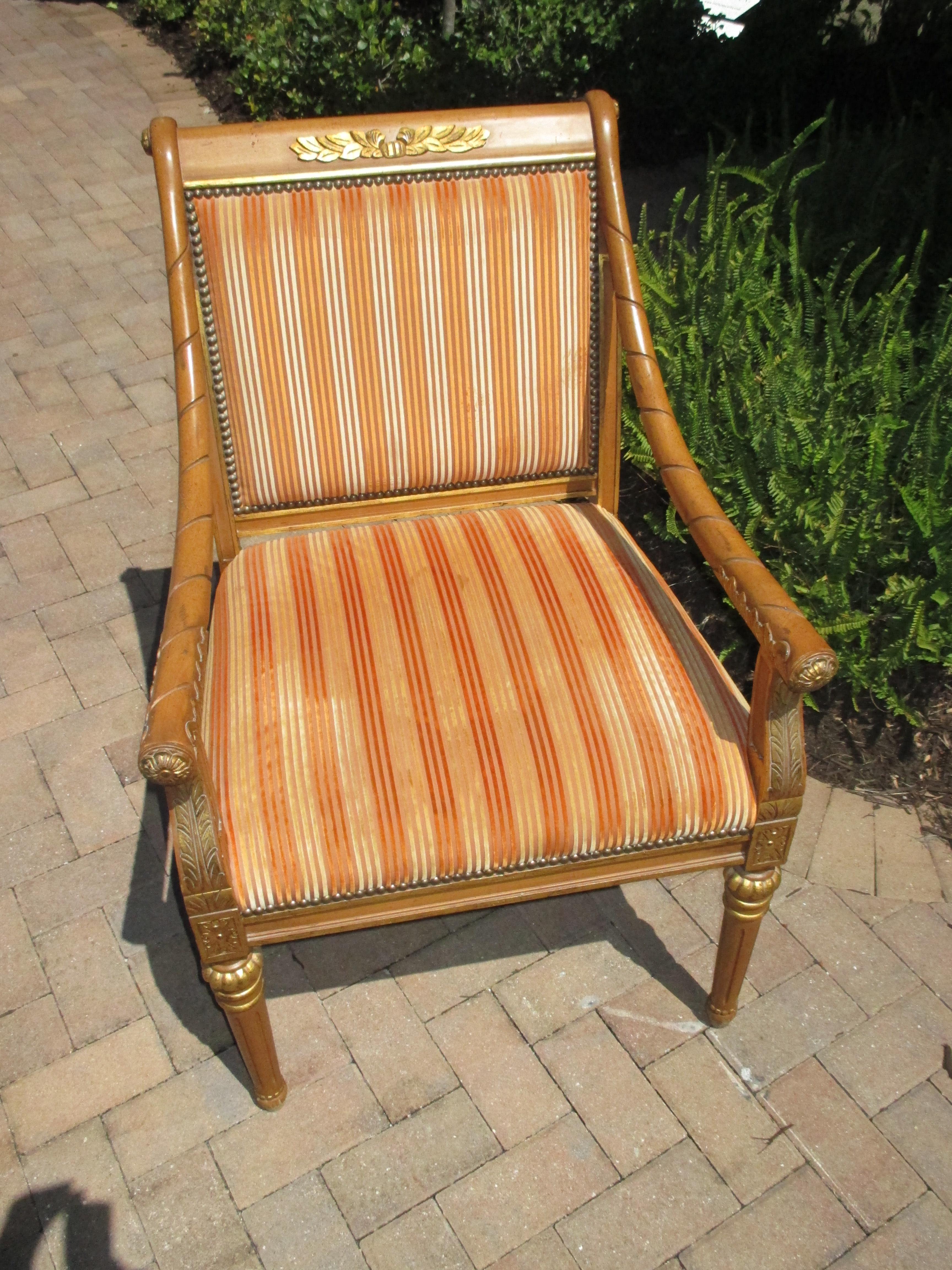  Vintage Gilded Accent Chair In Good Condition For Sale In Naples, FL