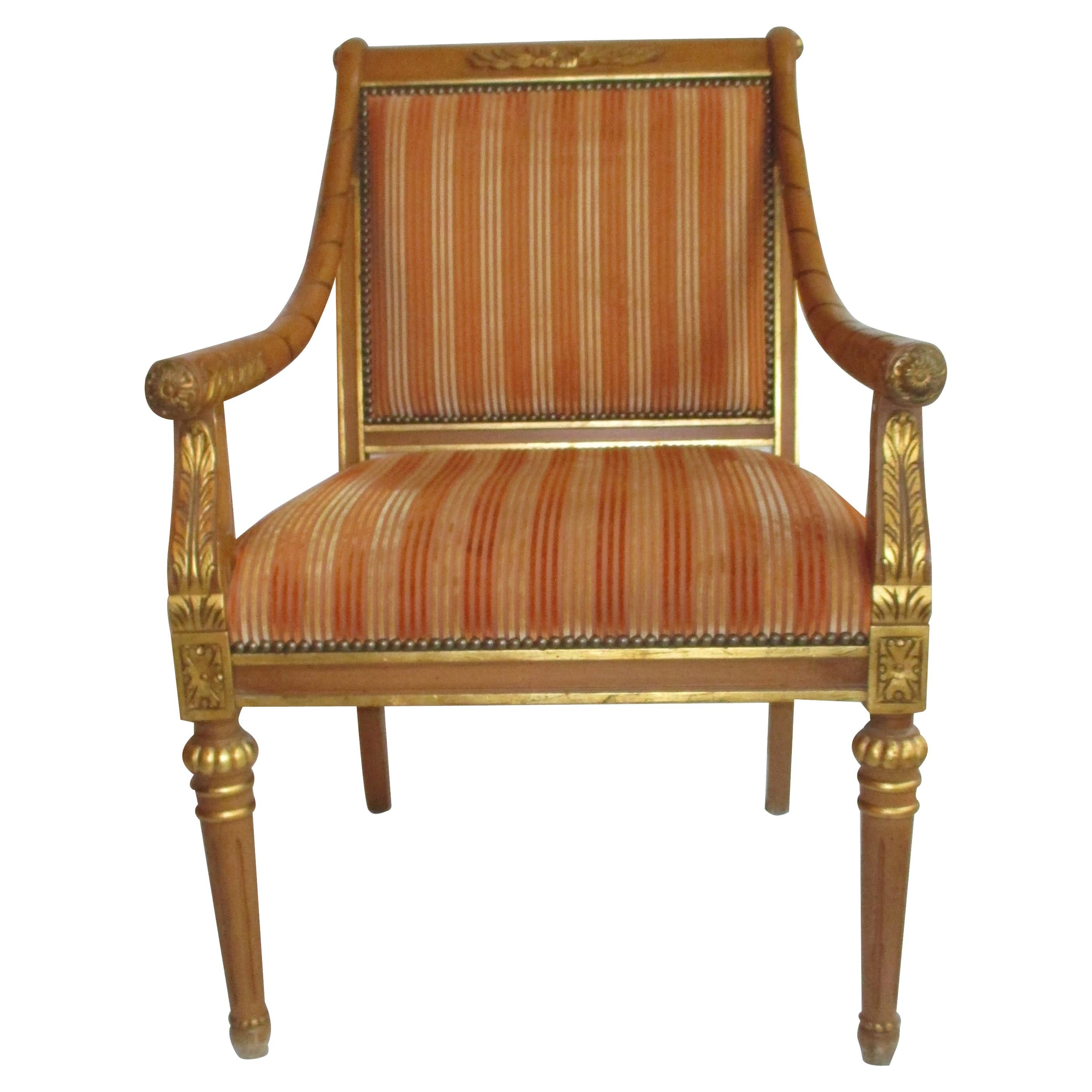  Vintage Gilded Accent Chair For Sale