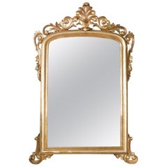 Vintage Gilded and Carved Mirror, 20th Century, Italy