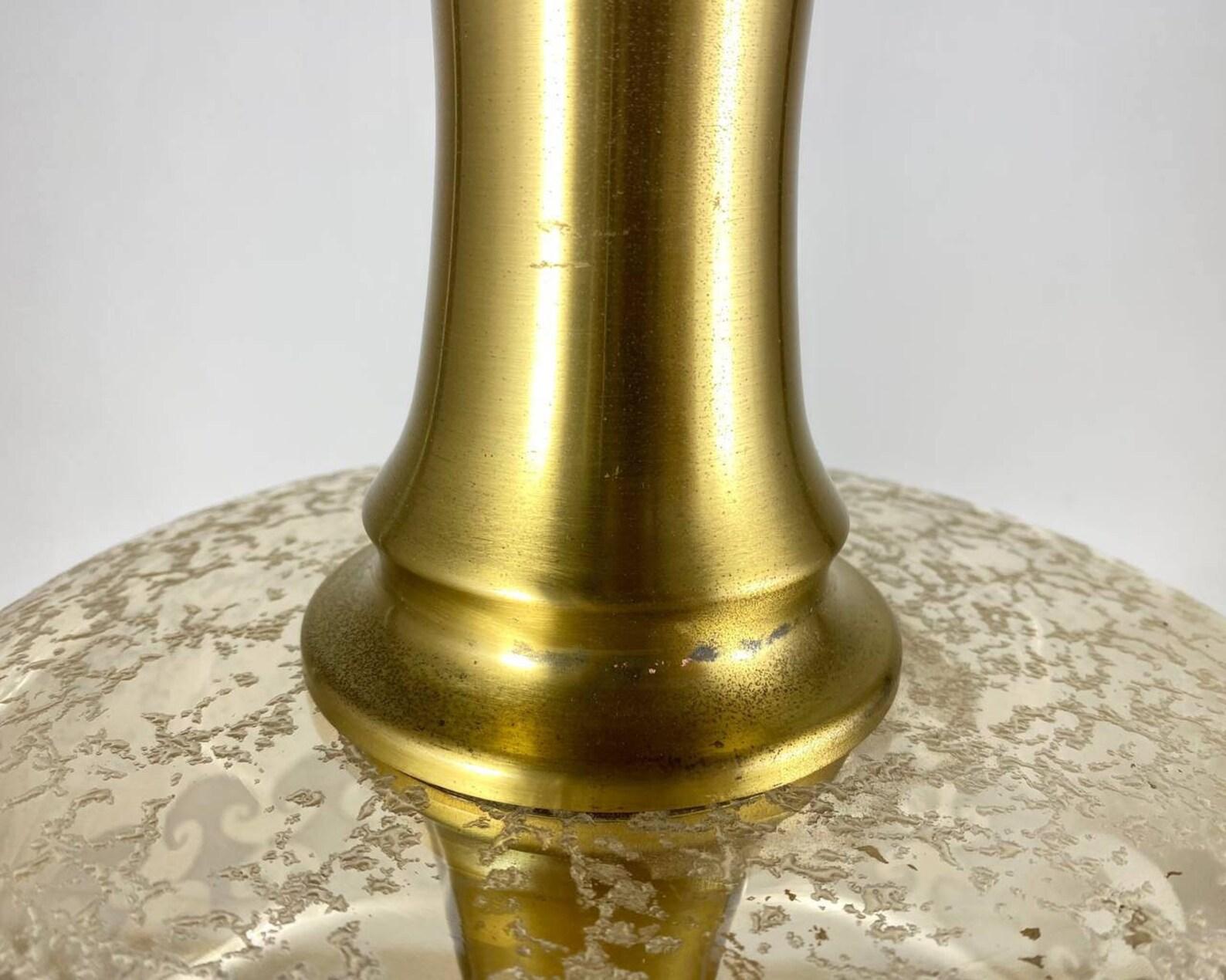 Vintage Gilded Brass & Glass German Chandelier, 1970s For Sale 5