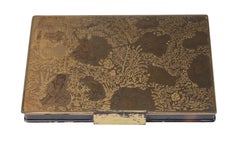 Vintage Gilded Bronze Trousse with Etched Decorations, 1930s