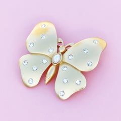 Vintage Gilded Butterfly Figural Brooch with Crystals by Carolee, 1980s