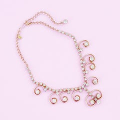 Vintage Gilded "Enchantress" Rhinestone Swirl Necklace By Sarah Coventry, 1970s