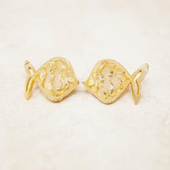 Vintage Gilded Fish Figural Earrings by Hanae Mori, 1970s