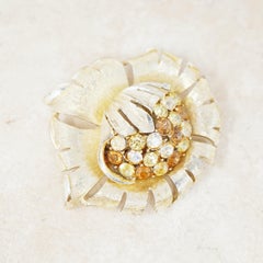 Vintage Gilded Flower Brooch with Topaz Crystals by Coro, 1960s