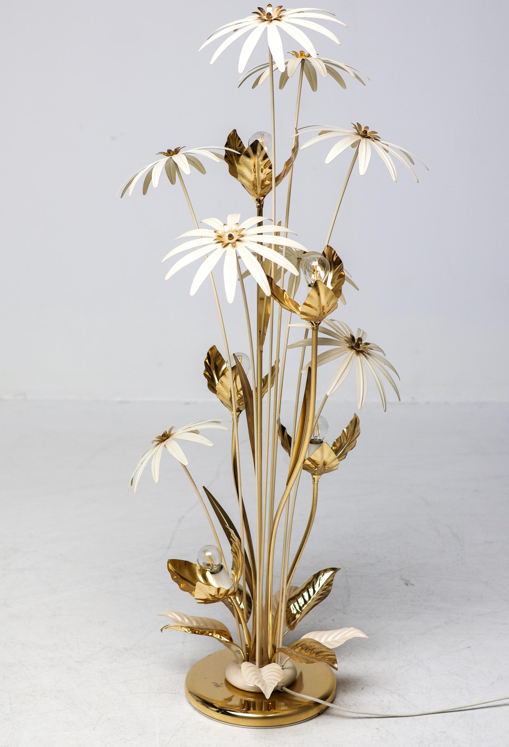 Vintage Vergoldete Blumen Stehlampe von Hans Kögl, Deutschland, 1970er Jahre im Angebot 5