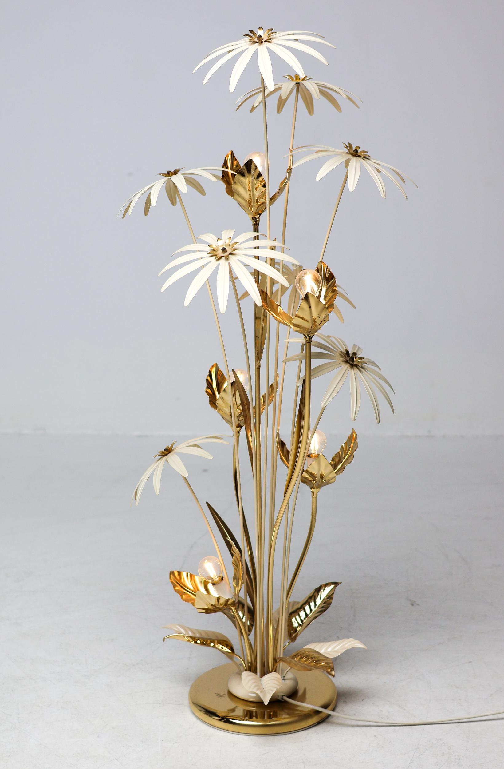 Vintage Vergoldete Blumen Stehlampe von Hans Kögl, Deutschland, 1970er Jahre im Angebot 1
