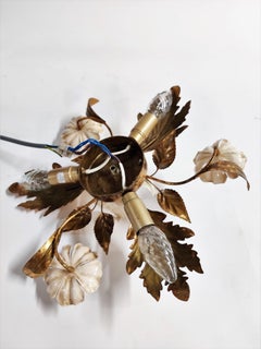 Vintage Gilded Flower Wall Lamp, 1960s