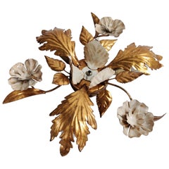 Vintage Gilded Flower Wall Lamp, 1960s