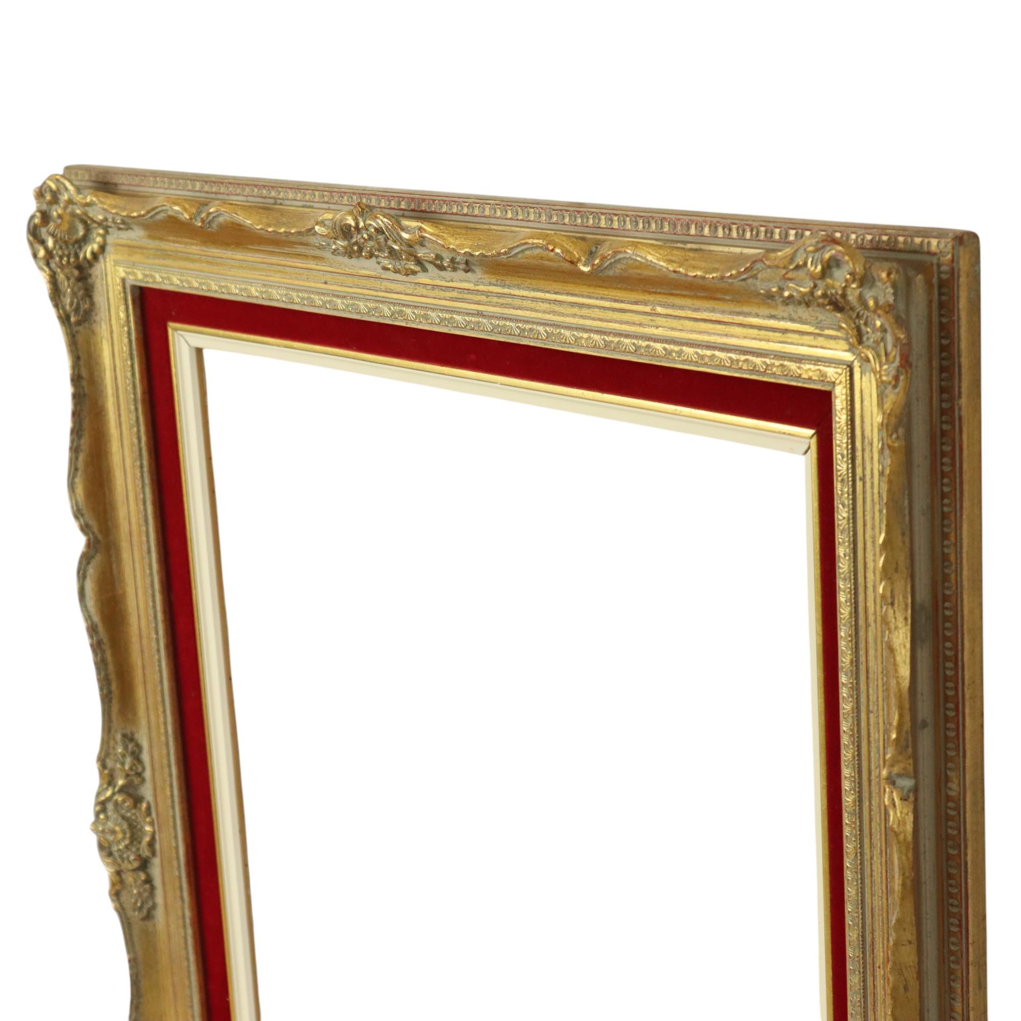 Vintage Vergoldeter Rahmen im Barockstil Roter Samt Classic 65x55cm im Angebot 7