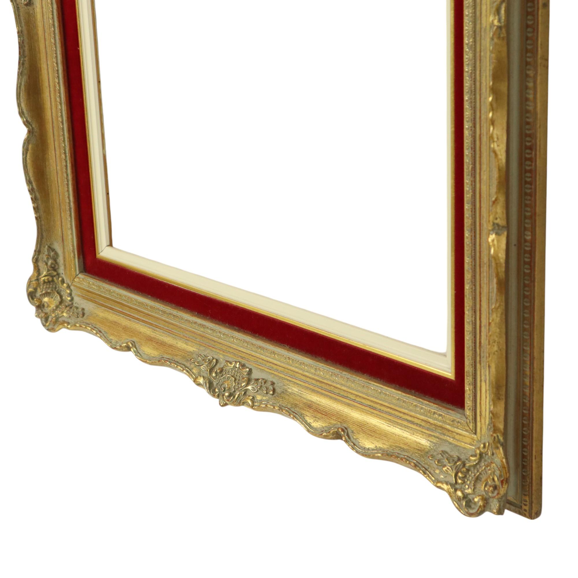Vintage Vergoldeter Rahmen im Barockstil Roter Samt Classic 65x55cm im Angebot 8