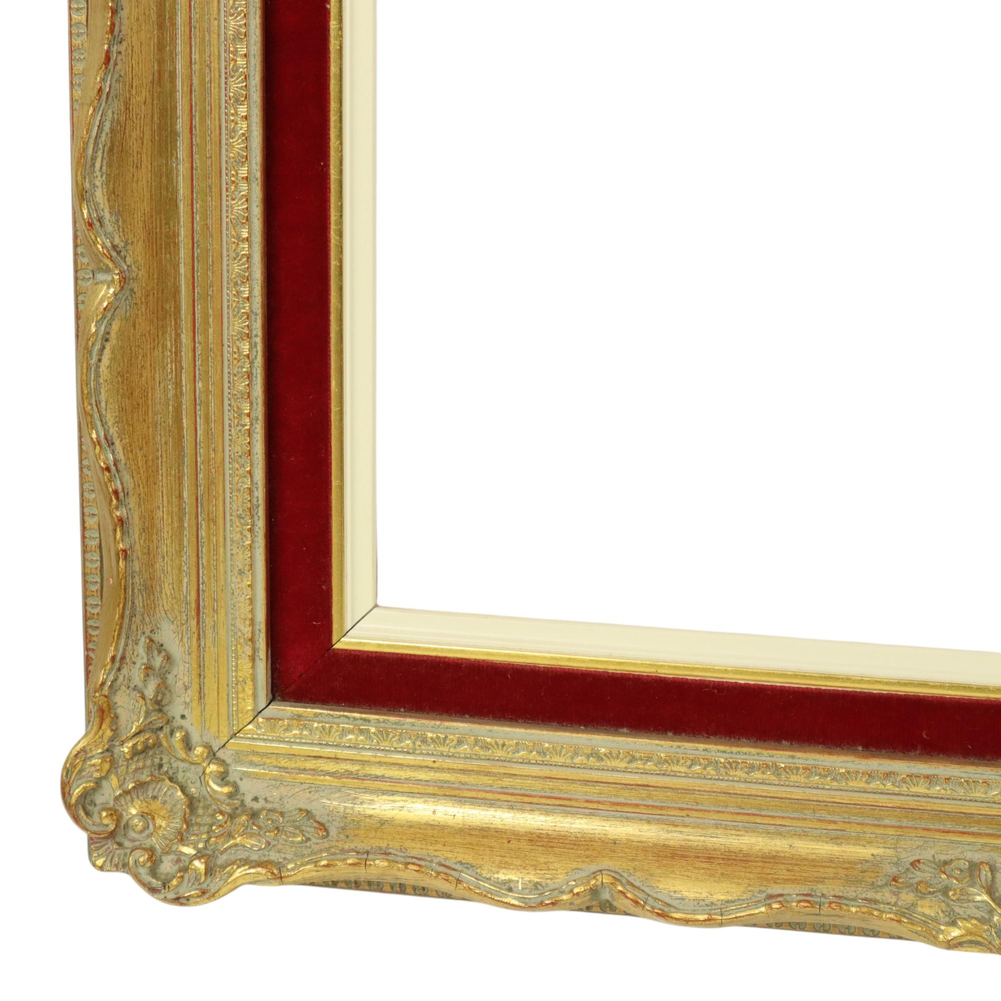 Vintage Vergoldeter Rahmen im Barockstil Roter Samt Classic 65x55cm im Angebot 2
