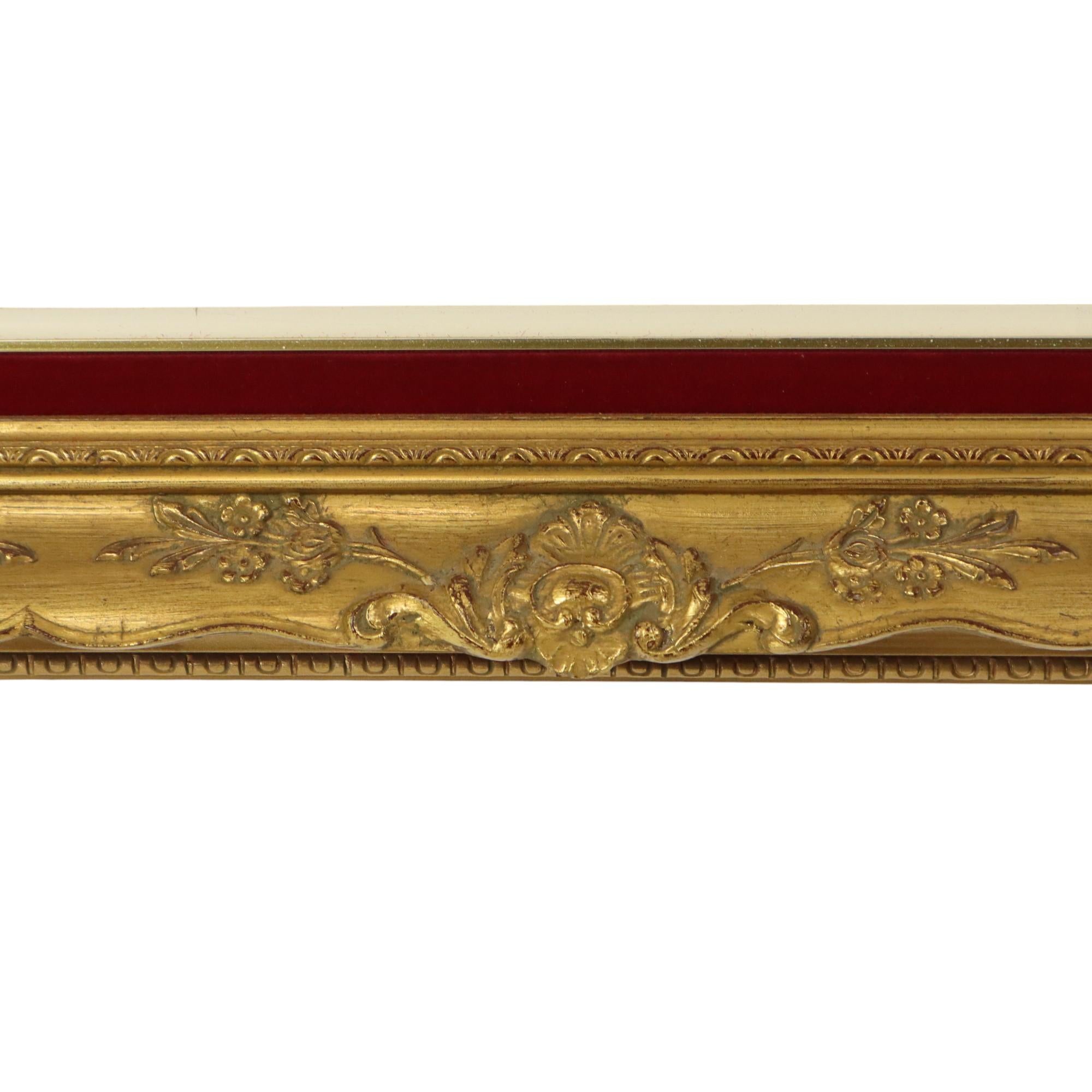 Vintage Gilded Frame Baroque Style Red Velvet Classic 66x56cm For Sale 8