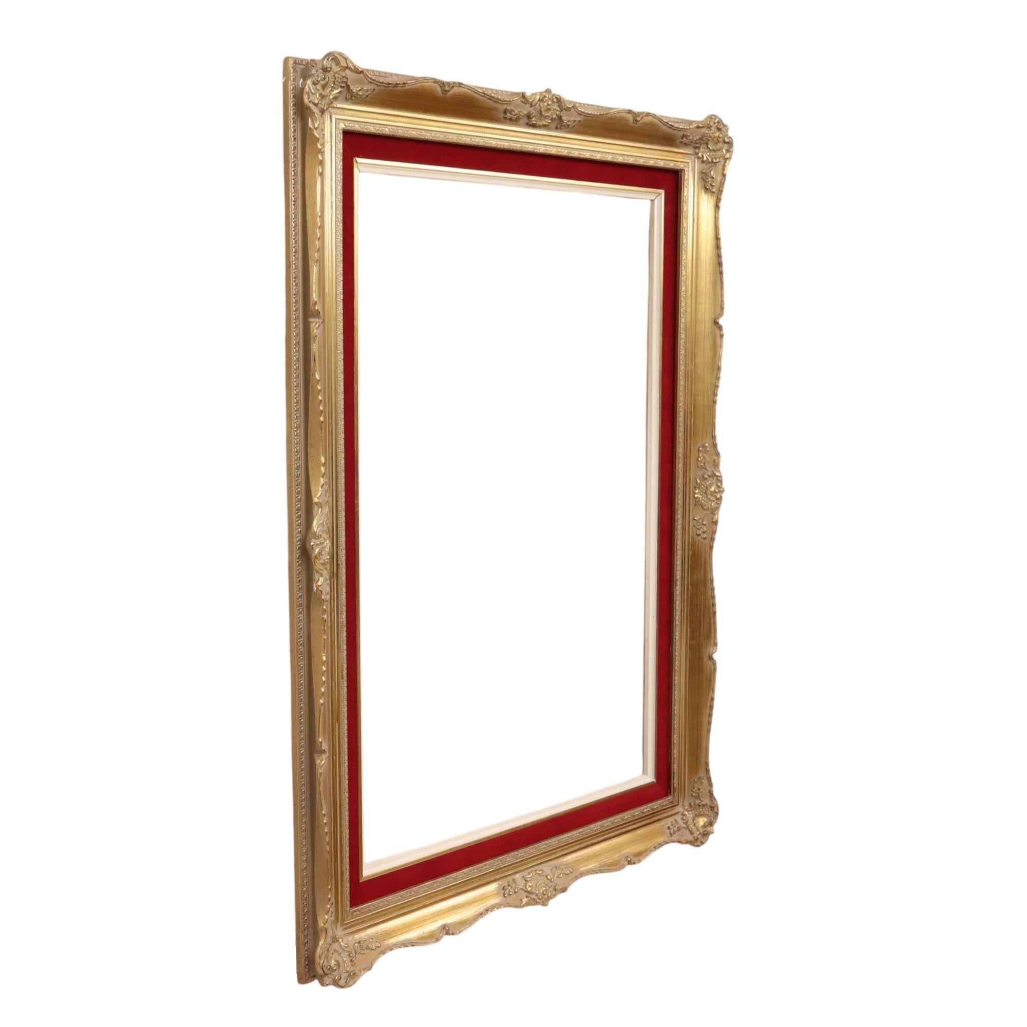 Vintage Vergoldeter Rahmen im Barockstil Roter Samt Klassisch 76x56cm im Angebot 5