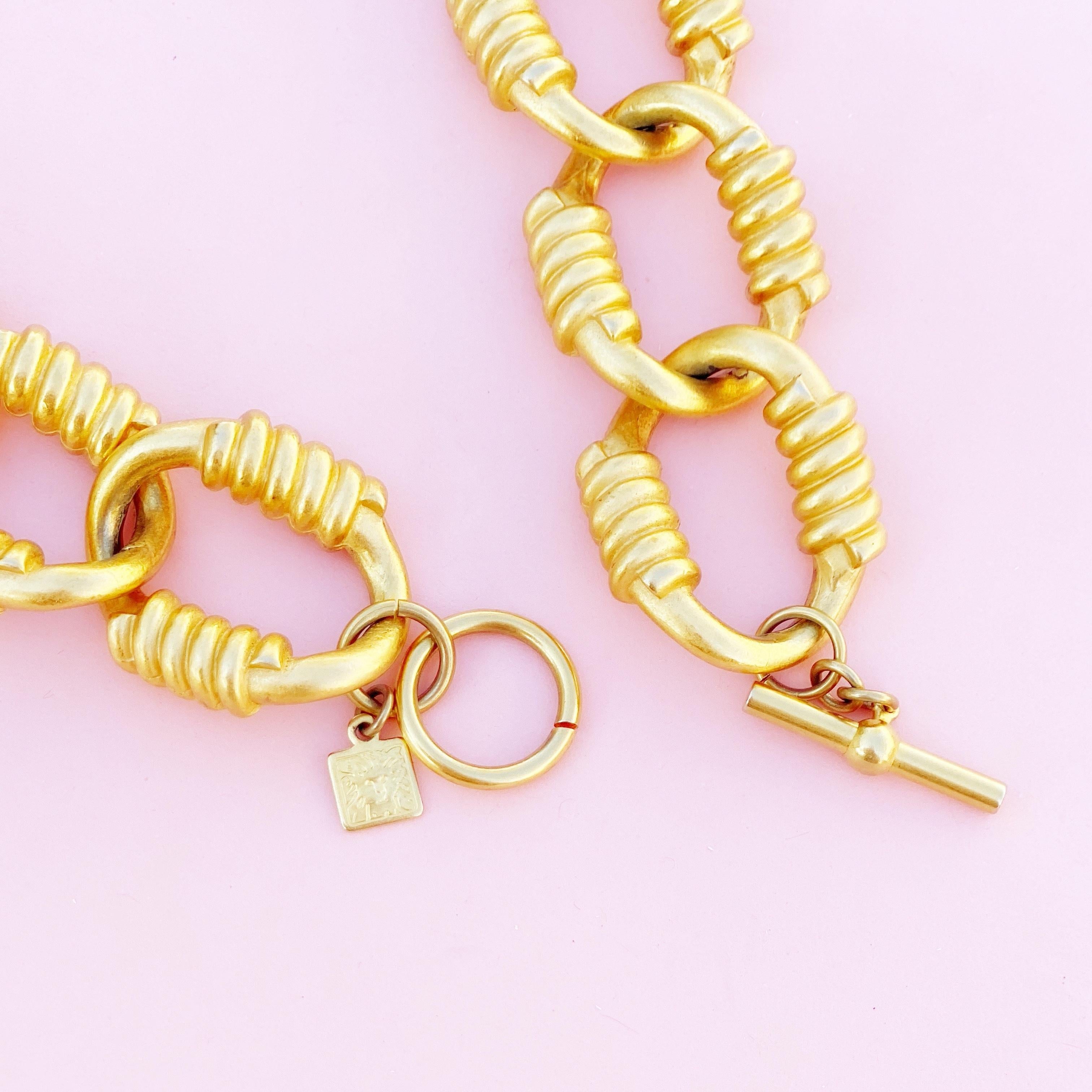 Vintage Gilded Heavy Chain Link Statement Choker Necklace By Anne Klein ...