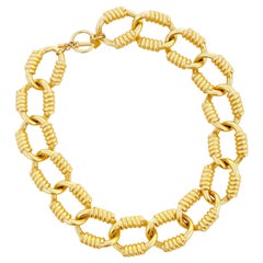 Retro Gilded Heavy Chain Link Statement Choker Necklace By Anne Klein, 1980s