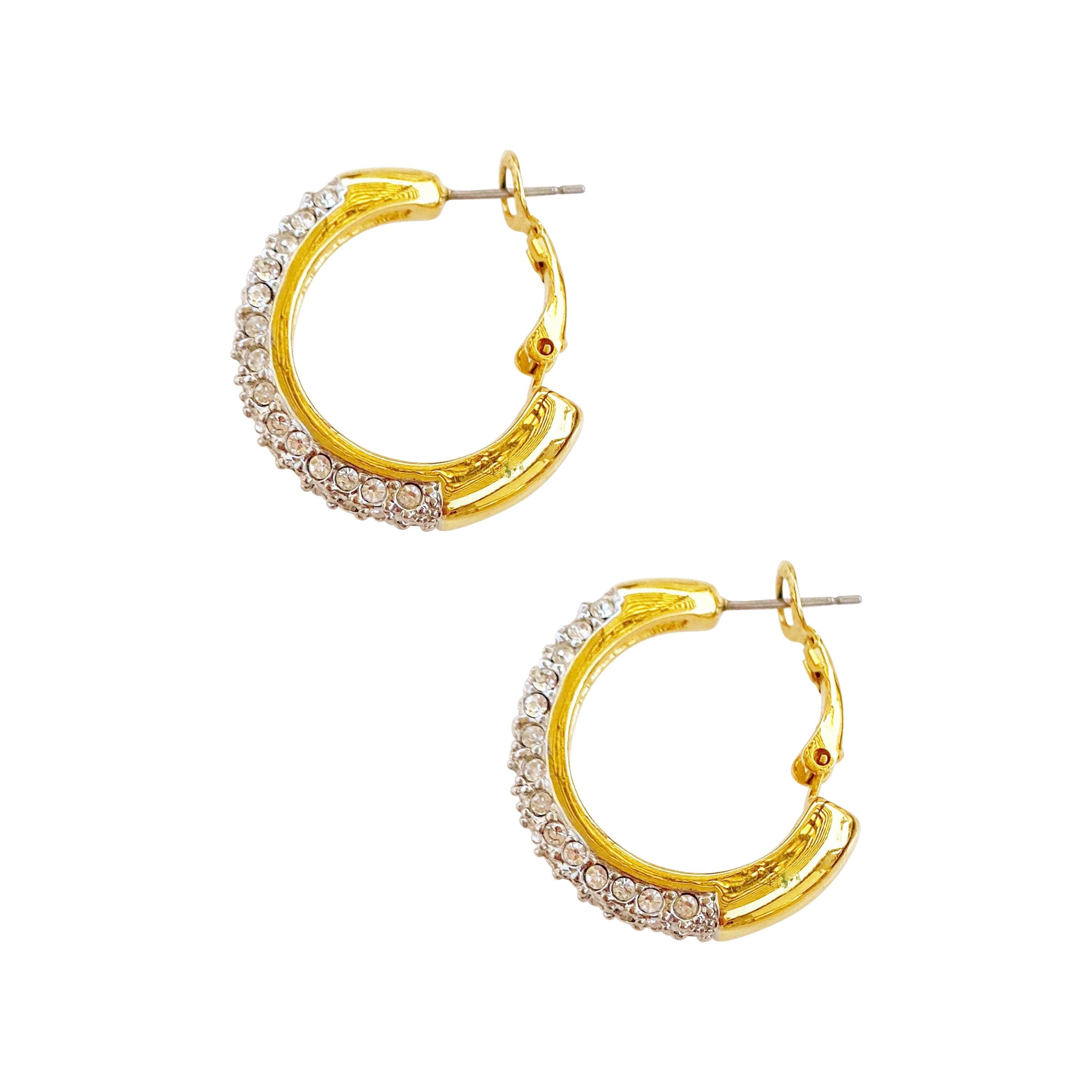 Chanel Black Crystal CC Heart Pierced Hoop Earrings For Sale at 1stDibs