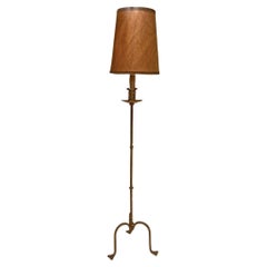 Vintage Gilded Iron Floor Lamp with Shade