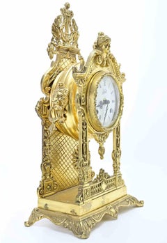 Vintage Gilded Italian Mantle Clock, Mid-20th Century
