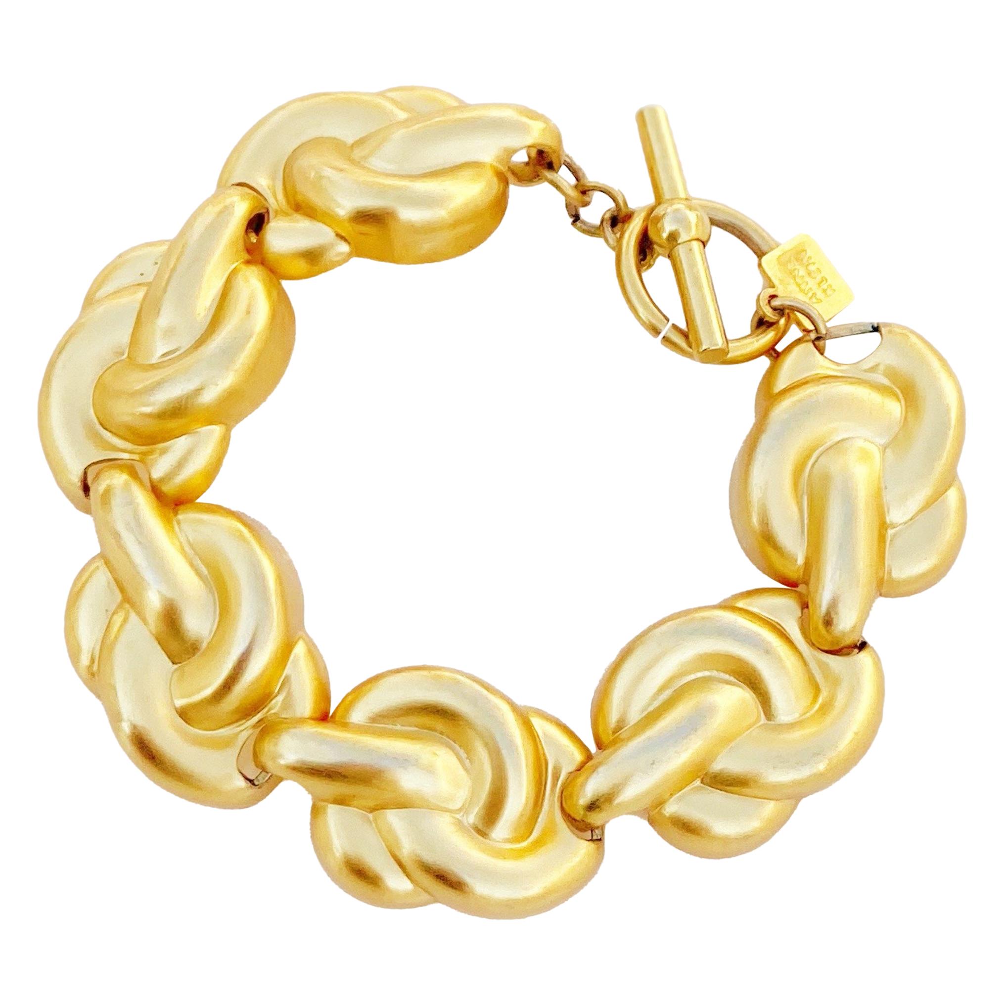 Anne Klein, bracelet à maillons dorés vintage, années 1980 en vente
