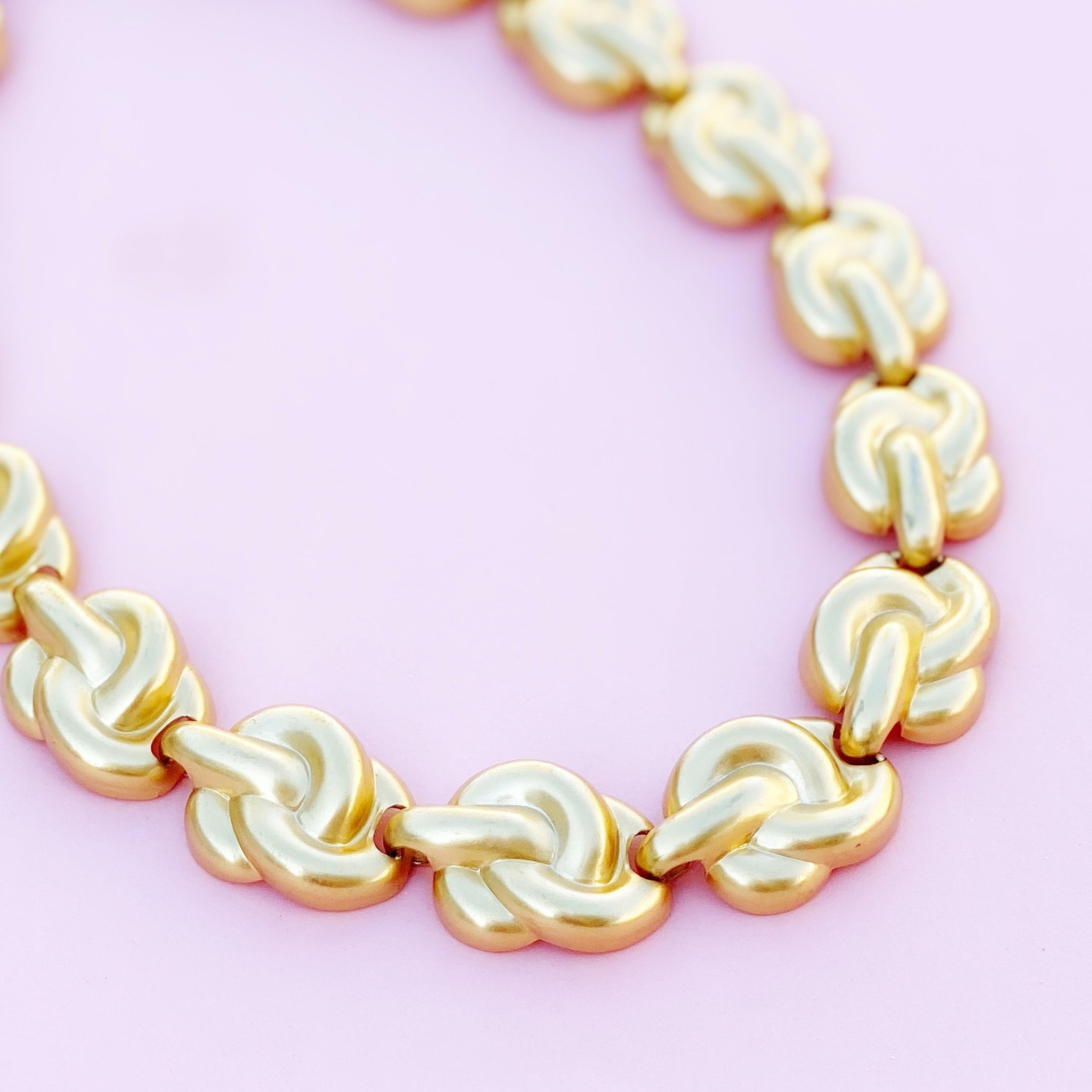 Modern Vintage Gilded Knot Link Choker Necklace by Anne Klein, 1980s For Sale