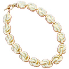 Vintage Gilded Knot Link Choker Necklace by Anne Klein, 1980s