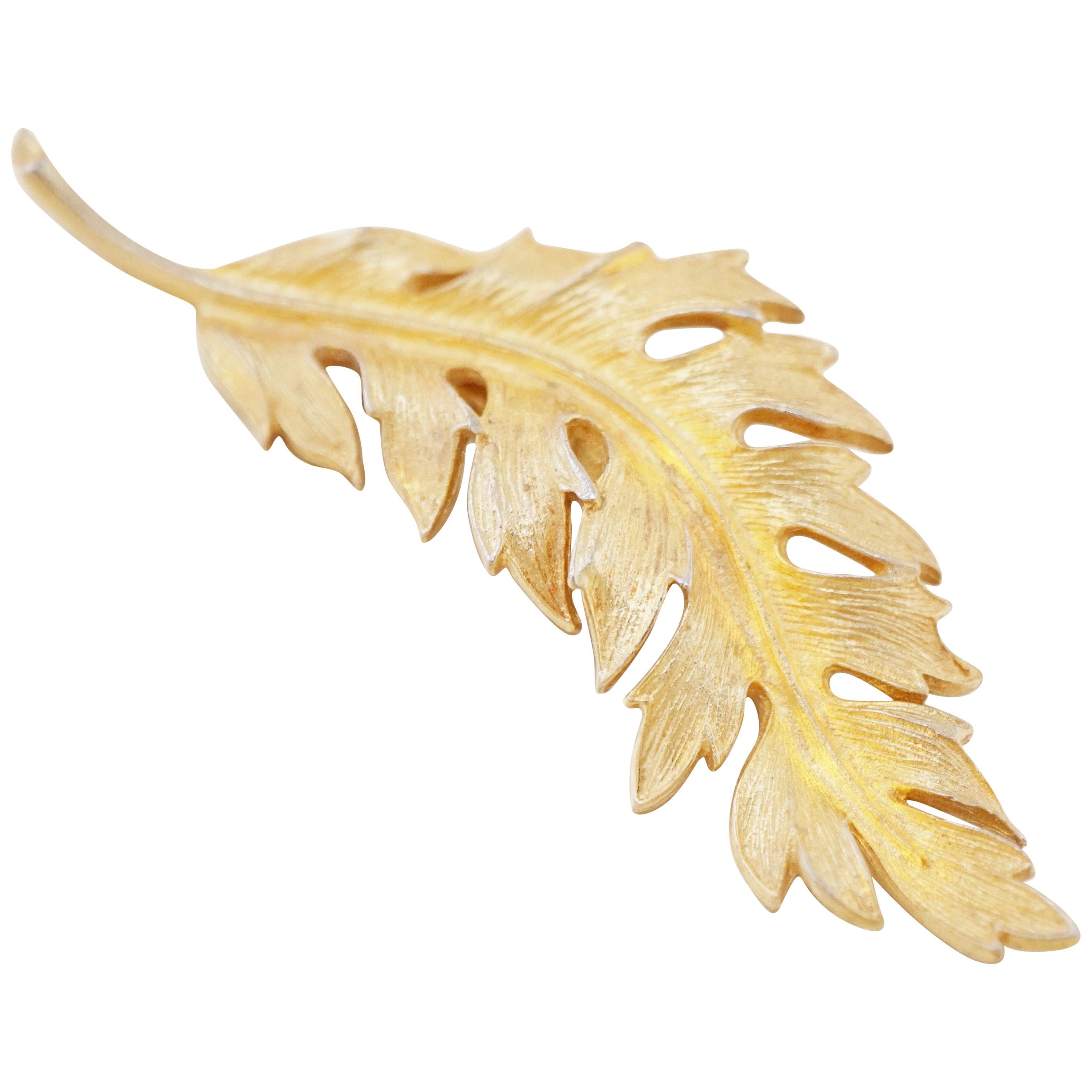Vintage Gilded Leaf Brooch by Coro, 1960s
