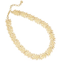 Retro Gilded Leaves Choker Necklace by Crown Trifari, 1950s
