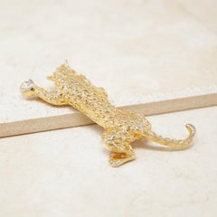 Vintage Gilded Leopard Figural Brooch, 1980s
