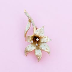 Vintage Gilded Lily Flower Figural Brooch with Crystals by Erwin Pearl, 1990s