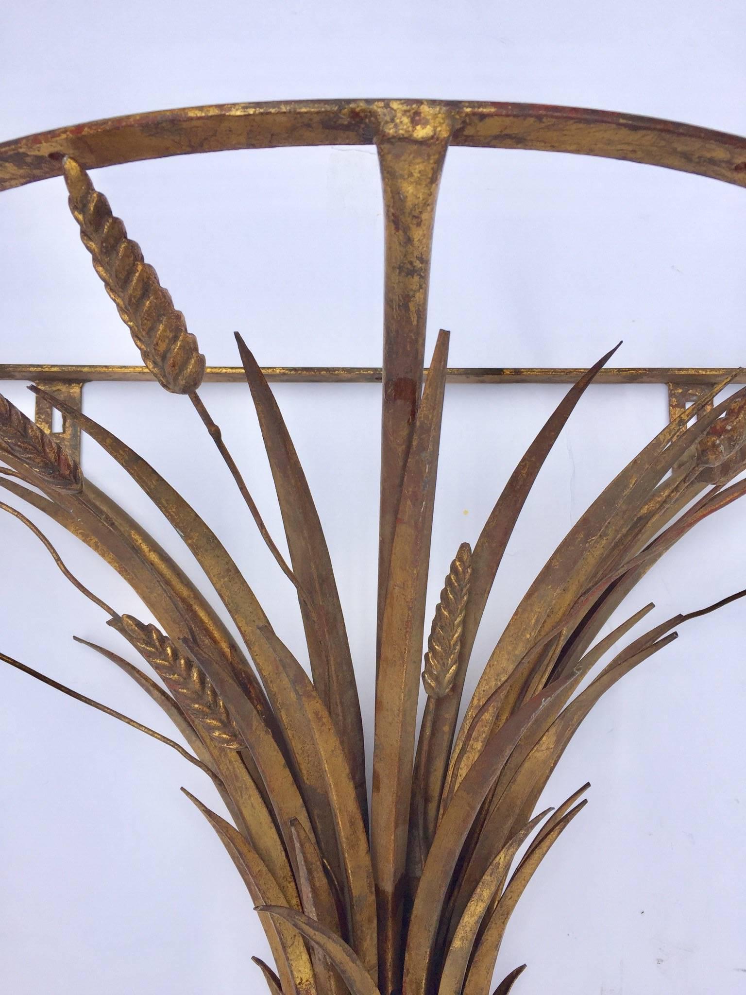 Vintage Gilded Metal Sheaf of Wheat Console Table Base 6