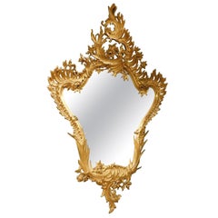 Miroir doré vintage, cadre richement sculpté, Art nouveau, XXe siècle, Italie