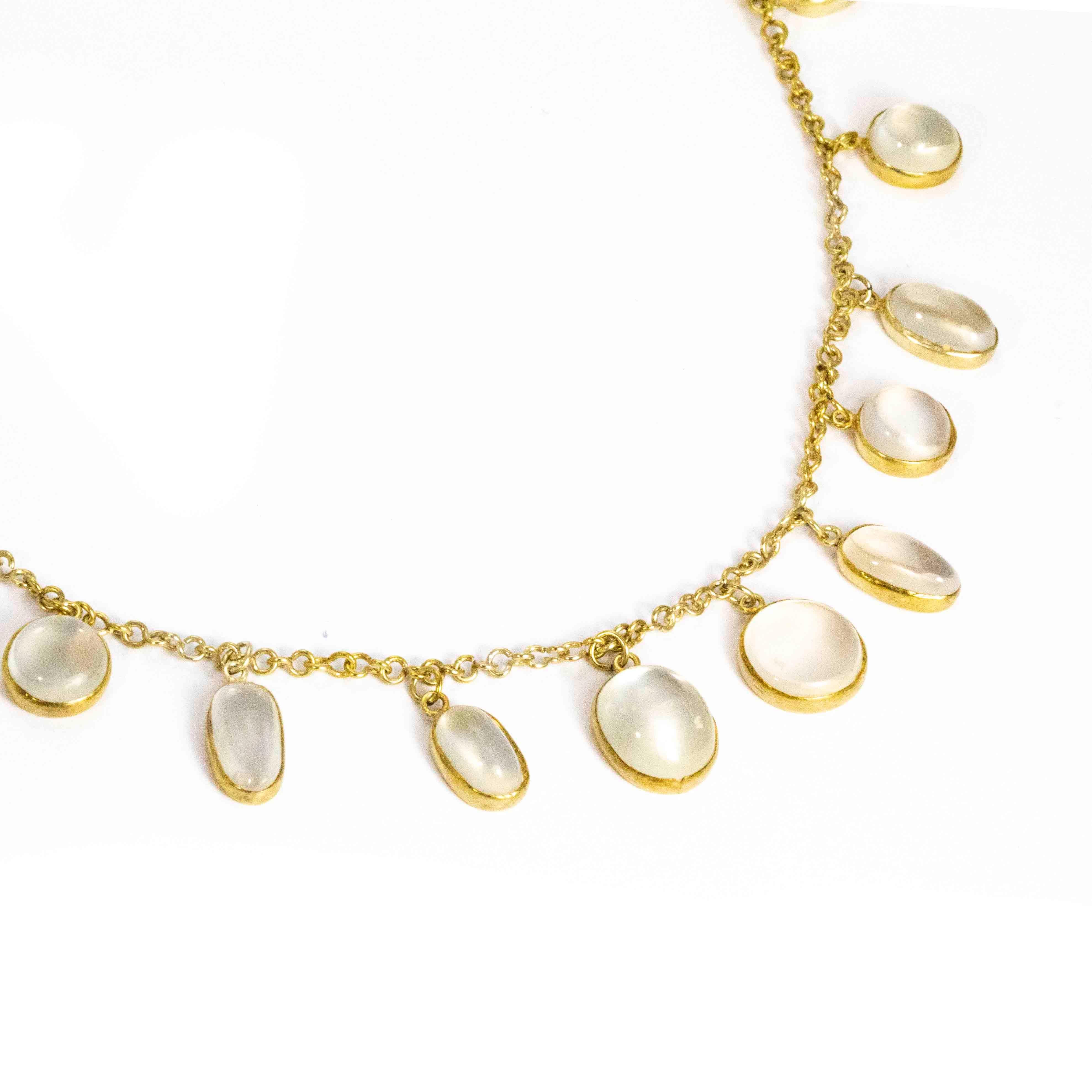 Vintage Gilded Moonstone Necklace In Good Condition In Chipping Campden, GB