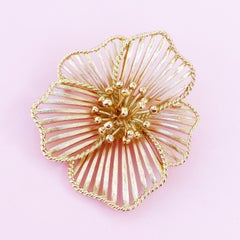 Vintage Gilded Openwork Flower Figural Brooch By Monet, 1960s