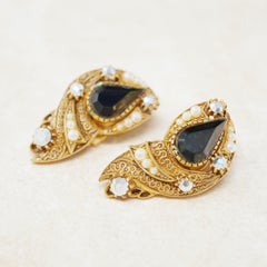 Vintage Gilded Ornate Victorian Revival Climber Earrings By Florenza, 1960s