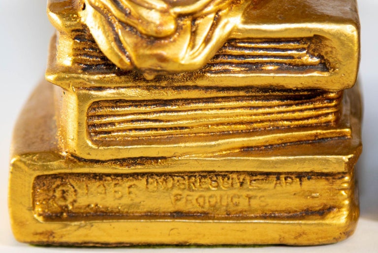 Vintage Gilded Owl Bookends in 24k Gold Leaf MidCentury Modern, 1966s For Sale at 1stDibs