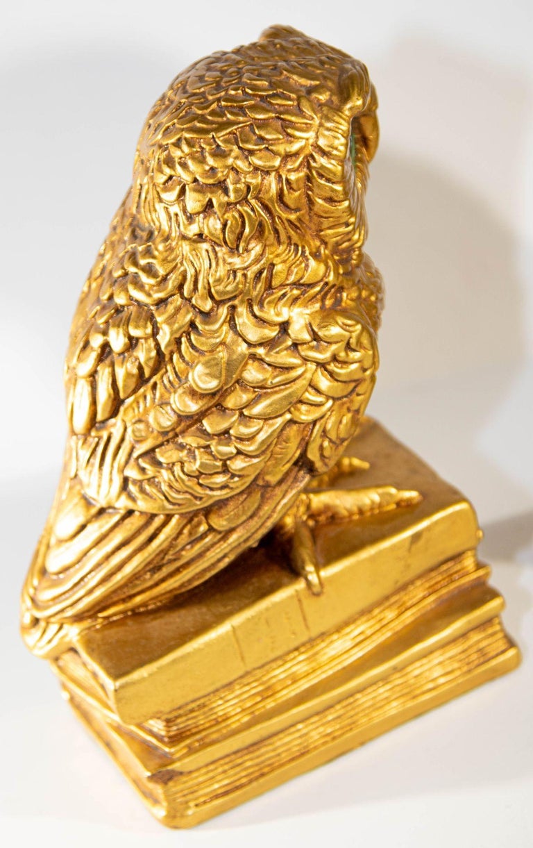 Vintage Gilded Owl Bookends in 24k Gold Leaf MidCentury Modern, 1966s For Sale at 1stDibs