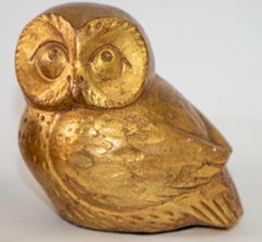 Vintage Gilded Owl Decor Sculptures in 24k Gold Leaf Mid-Century Modern, 1960s