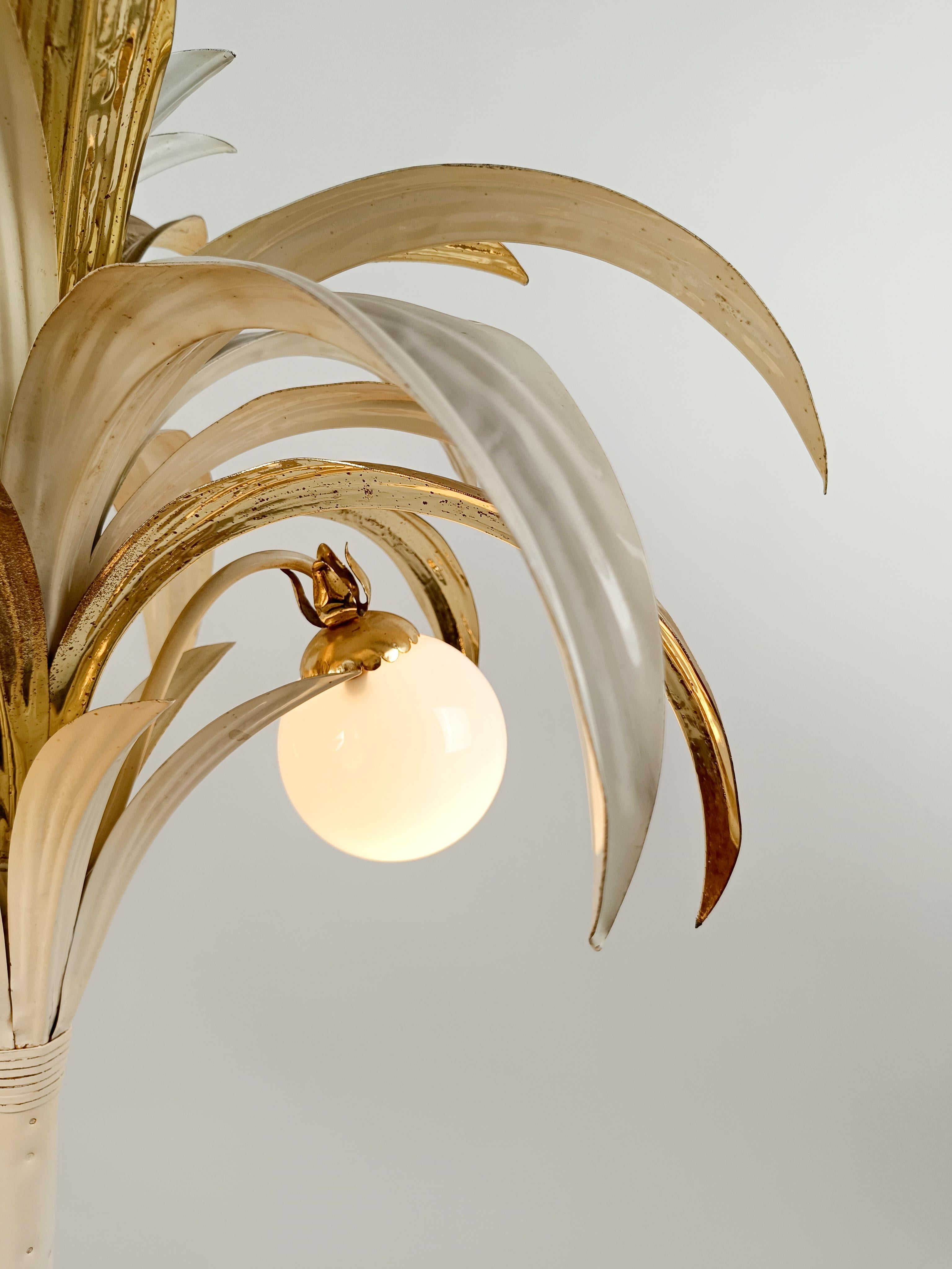 Vintage Gilded Palm Tree Floor Lamp in the Style of Hans Kögl, Italy, 1970s For Sale 3