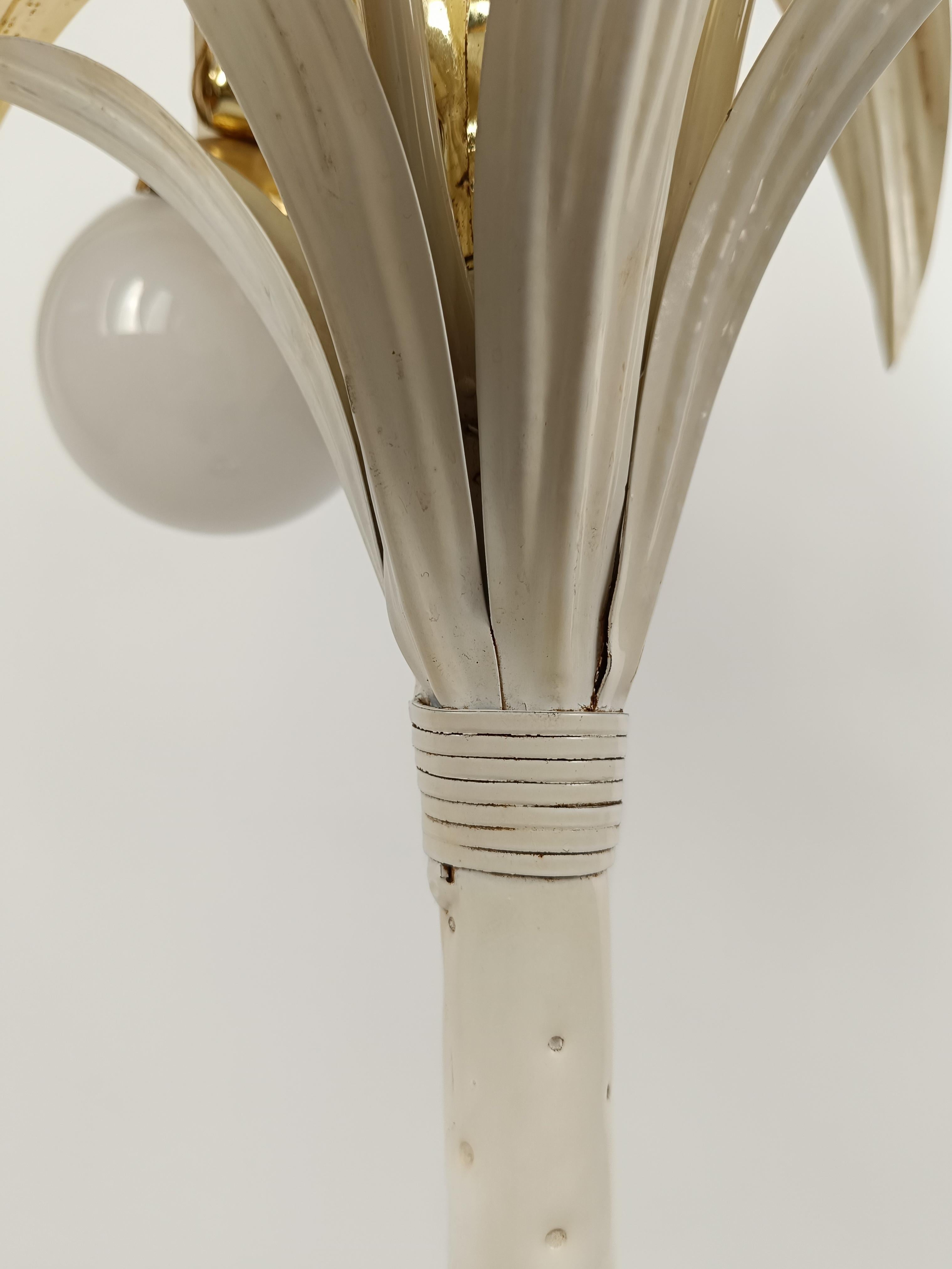 Vintage Gilded Palm Tree Floor Lamp in the Style of Hans Kögl, Italy, 1970s For Sale 6