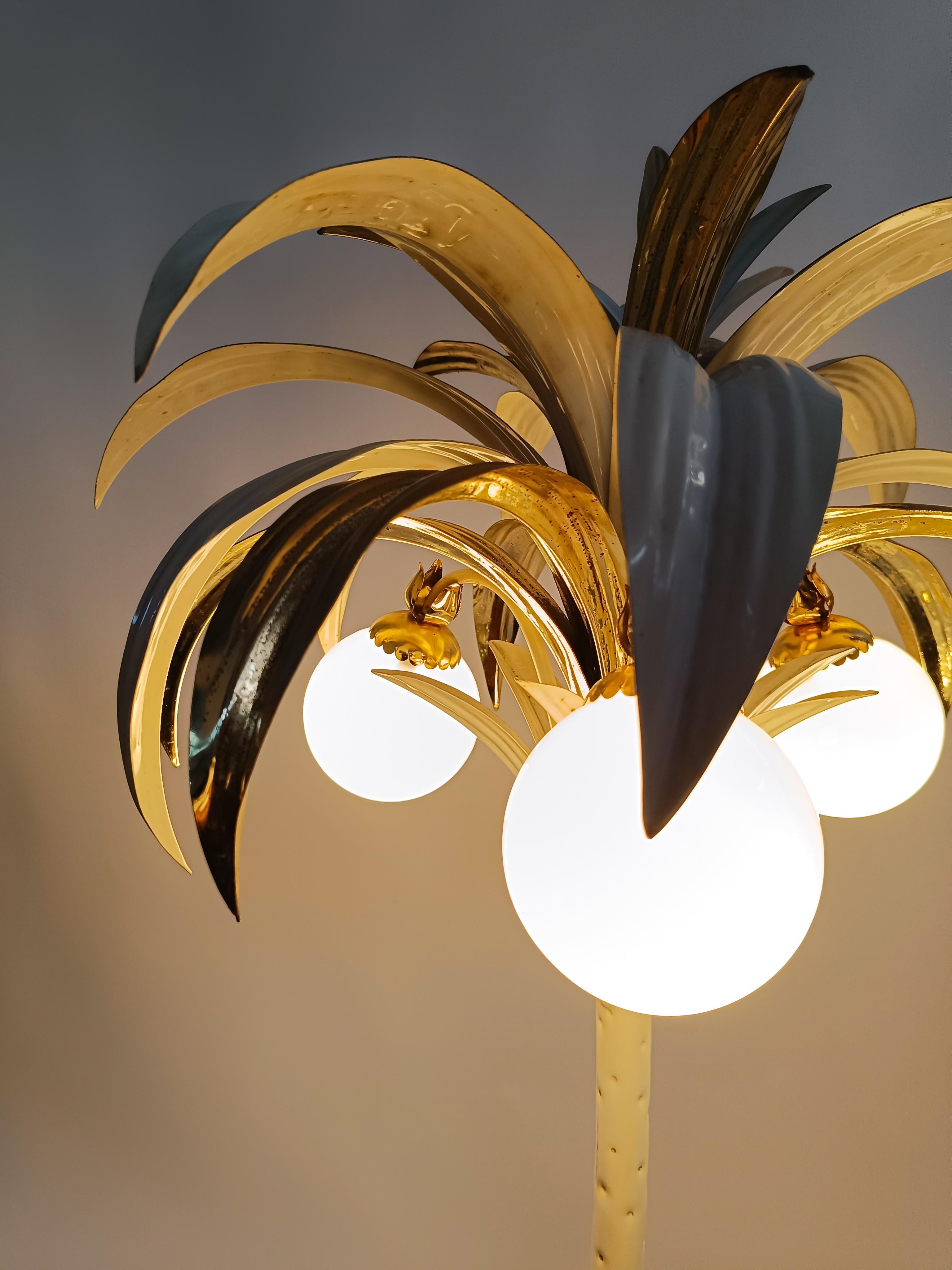 Vintage Gilded Palm Tree Floor Lamp in the Style of Hans Kögl, Italy, 1970s For Sale 8